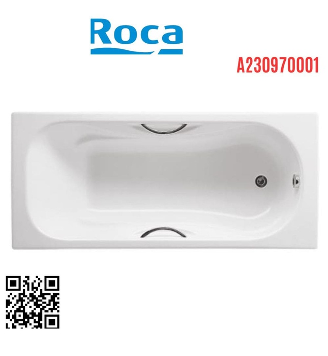 Bồn tắm xây gang đúc 1.7m có tay vịn Malibu Roca A230970001