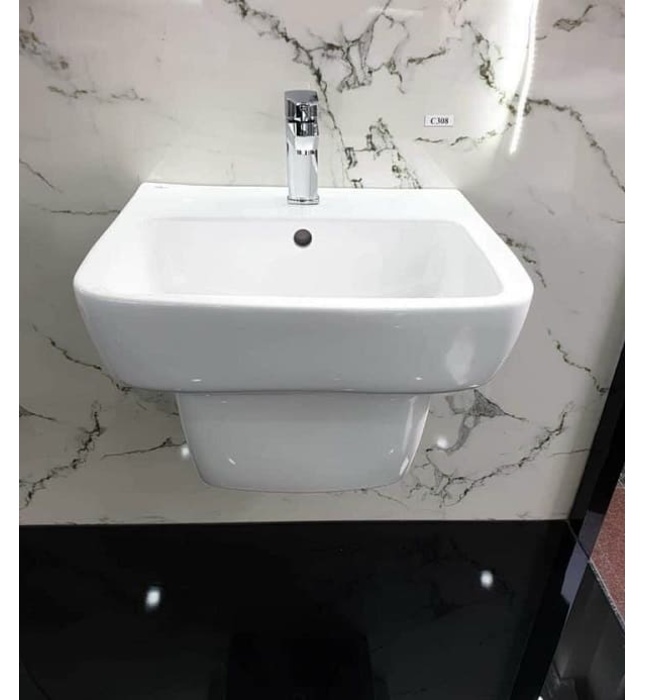 Chậu treo tường liền chân Hảo Cảnh HC C308