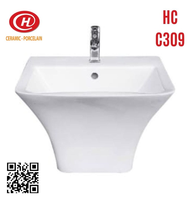 Chậu treo tường liền chân Hảo Cảnh HC C309