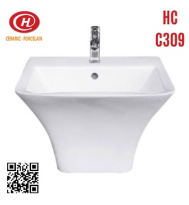 Chậu treo tường liền chân Hảo Cảnh HC C309