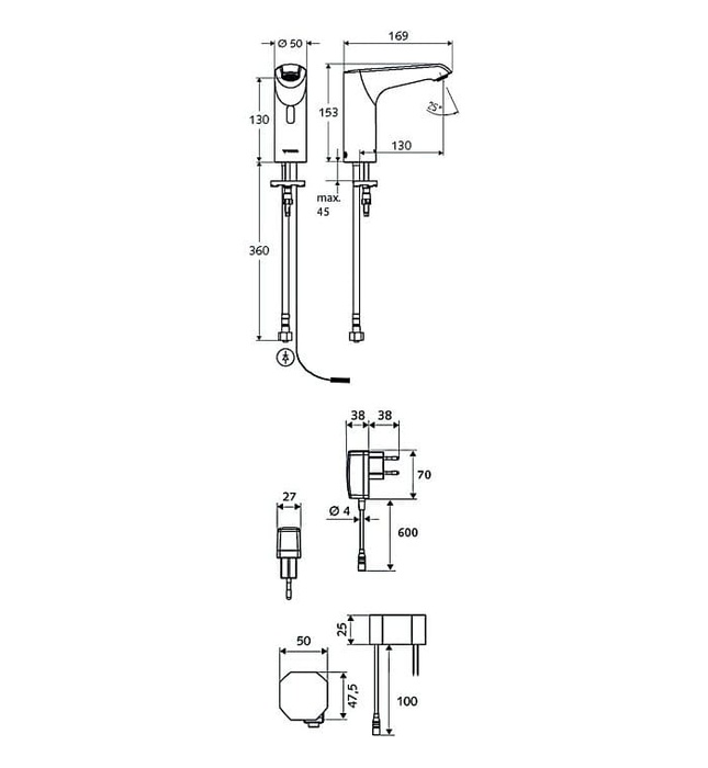 Vòi cảm ứng lạnh dùng điện Đức Seris E Schell 002250699