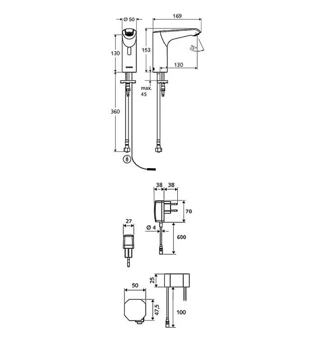 Vòi Lavabo Cảm Ứng Lạnh SCHELL Seris E 002250699 Dùng Điện