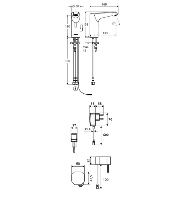 Vòi Lavabo Cảm Ứng Nóng Lạnh SCHELL Xeris E 012540699