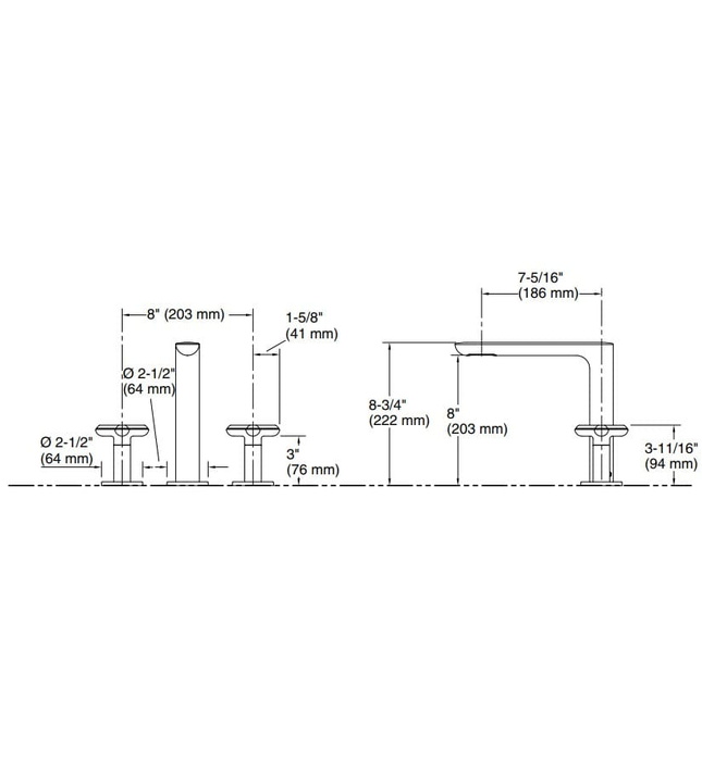 Vòi bồn tắm 3 chân nóng lạnh Nickel Kallista P32711-JST-BN