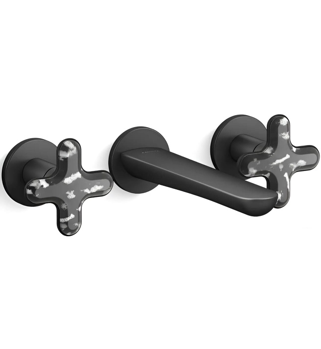 Vòi chậu rửa mặt nóng lạnh âm tường Nickel Kallista P32076-JST-BN