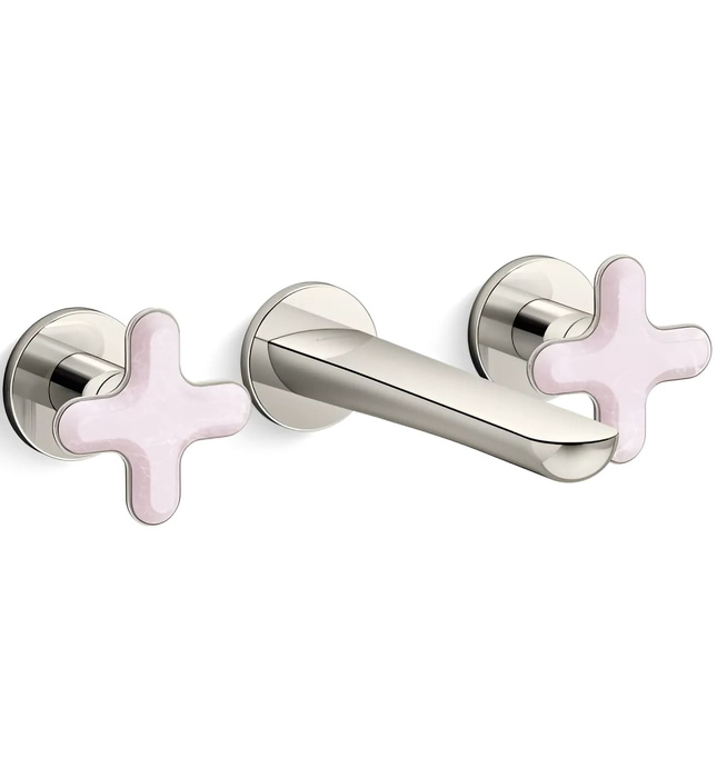 Vòi chậu rửa mặt nóng lạnh âm tường đen Kallista P32076-RST-BL