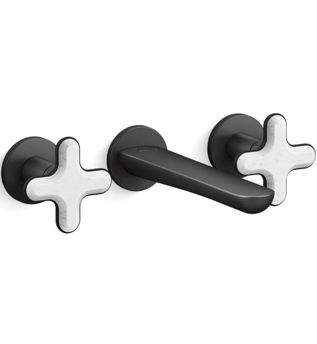 Vòi chậu rửa mặt nóng lạnh âm tường vàng Kallista P32076-WC-BAF