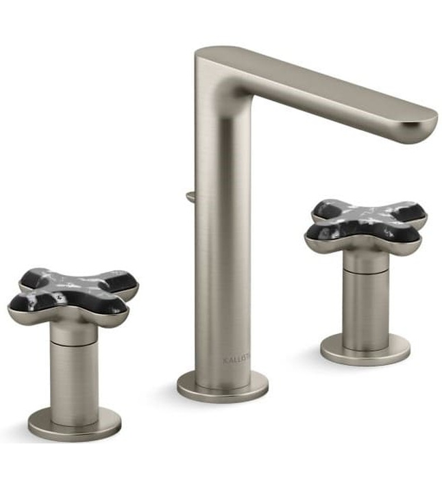 Vòi chậu rửa mặt nóng lạnh 3 chân Nickel Kallista P32705-JST-BN