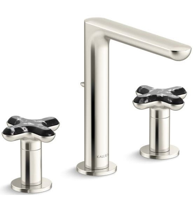 Vòi chậu rửa mặt nóng lạnh 3 chân Nickel Kallista P32705-JST-SN