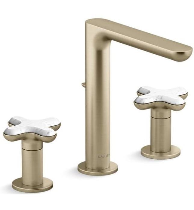 Vòi chậu rửa mặt nóng lạnh 3 chân Nickel Kallista P32705-WC-SN