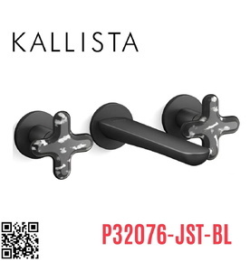 Vòi rửa mặt nóng lạnh 3 chân âm tường đen Kallista P32076-JST-BL