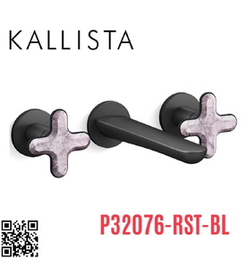 Vòi rửa mặt nóng lạnh 3 chân âm tường đen Kallista P32076-RST-BL