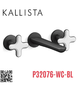 Vòi rửa mặt nóng lạnh 3 chân âm tường đen Kallista P32076-WC-BL