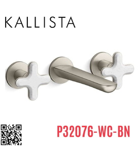 Vòi rửa mặt nóng lạnh 3 chân âm tường Nickel Kallista P32076-WC-BN