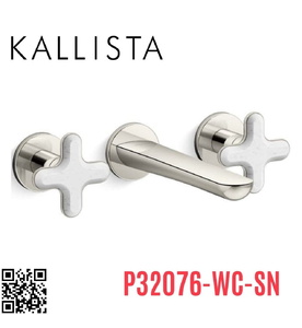 Vòi rửa mặt nóng lạnh 3 chân âm tường Nickel Kallista P32076-WC-SN