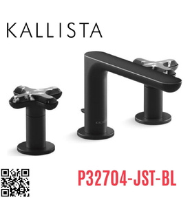 Vòi chậu rửa mặt nóng lạnh 3 chân đen Kallista P32704-JST-BL