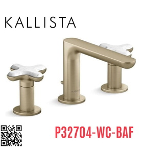 Vòi chậu rửa mặt nóng lạnh 3 chân vàng Kallista P32704-WC-BAF