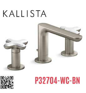 Vòi chậu rửa mặt nóng lạnh 3 chân Nickel Kallista P32704-WC-BN