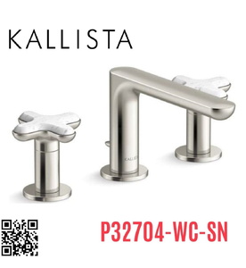 Vòi chậu rửa mặt nóng lạnh 3 chân Nickel Kallista P32704-WC-SN