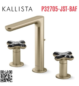 Vòi chậu rửa mặt nóng lạnh 3 chân vàng Kallista P32705-JST-BAF