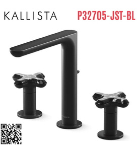 Vòi chậu rửa mặt nóng lạnh 3 chân đen Kallista P32705-JST-BL