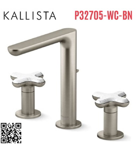 Vòi chậu rửa mặt nóng lạnh 3 chân Nickel Kallista P32705-WC-BN