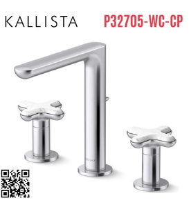 Vòi chậu rửa mặt nóng lạnh 3 chân Chrome Kallista P32705-WC-CP