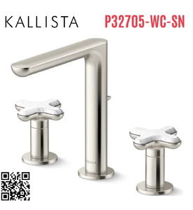Vòi chậu rửa mặt nóng lạnh 3 chân Nickel Kallista P32705-WC-SN