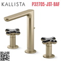 Vòi chậu rửa mặt nóng lạnh 3 chân vàng Kallista P32705-JST-BAF