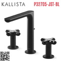 Vòi chậu rửa mặt nóng lạnh 3 chân đen Kallista P32705-JST-BL