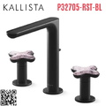Vòi chậu rửa mặt nóng lạnh 3 chân đen Kallista P32705-RST-BL