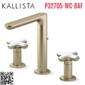 Vòi chậu rửa mặt nóng lạnh 3 chân vàng Kallista P32705-WC-BAF