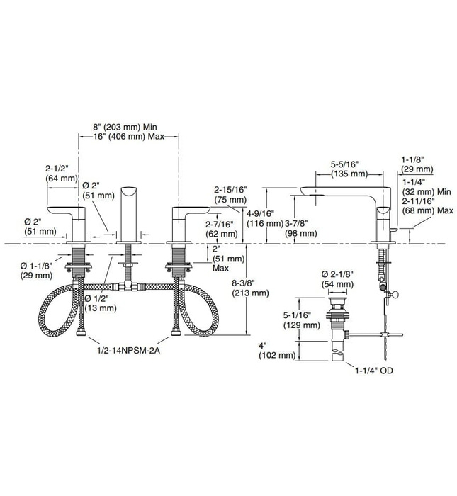 Vòi chậu rửa mặt nóng lạnh Nickel Kallista P34119-LV-SN