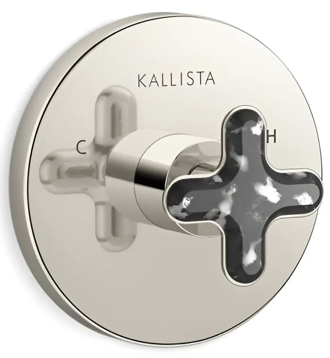 Mặt nạ điều chỉnh nhiệt độ sen tắm âm tường Nickel Kallista P32708-JST-SN