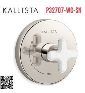 Mặt nạ điều khiển đơn sen tắm âm tường Nickel Kallista P32707-WC-SN