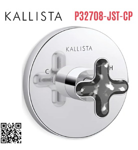 Mặt nạ điều chỉnh nhiệt độ sen tắm âm tường Chrome Kallista P32708-JST-CP
