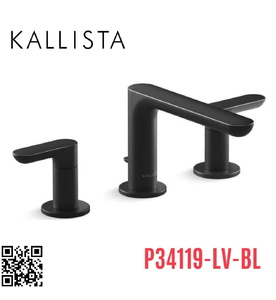 Vòi rửa mặt nóng lạnh 3 chân đen Kallista P34119-LV-BL