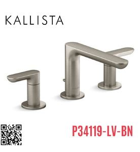 Vòi rửa mặt nóng lạnh 3 chân Nickel Kallista P34119-LV-BN