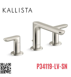 Vòi rửa mặt nóng lạnh 3 chân Nickel Kallista P34119-LV-SN