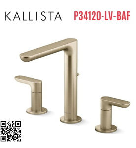Vòi rửa mặt nóng lạnh 3 chân vàng Kallista P34120-LV-BAF