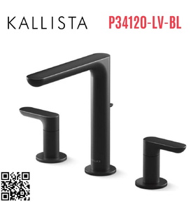 Vòi chậu rửa mặt nóng lạnh màu đen Kallista P34120-LV-BL