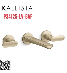 Vòi rửa mặt nóng lạnh 3 chân âm tường vàng Kallista P34125-LV-BAF
