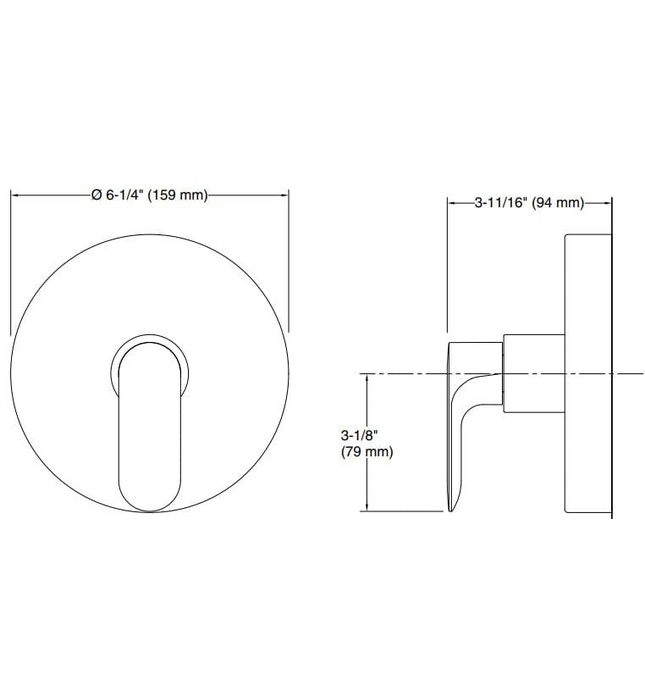 Mặt nạ điều khiển đơn sen tắm âm tường Nickel Kallista P34130-LV-BN
