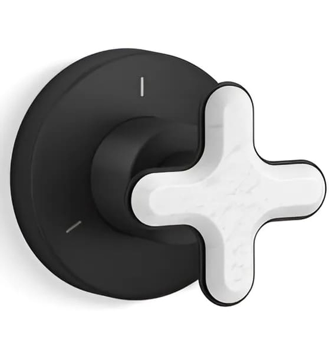 Mặt nạ chuyển đổi hướng nước sen tắm âm tường đen Kallista P32709-WC-BL