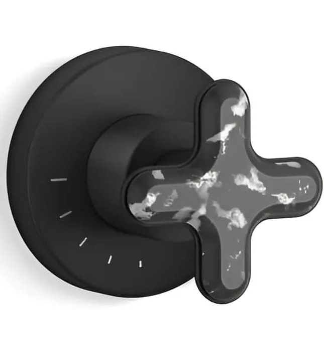 Mặt nạ điều khiển lưu lượng sen tắm âm tường đen Kallista P32710-JST-BL