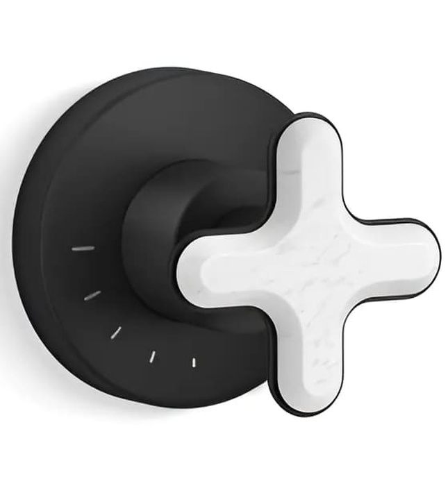 Mặt nạ điều khiển lưu lượng sen tắm âm tường đen Kallista P32710-WC-BL