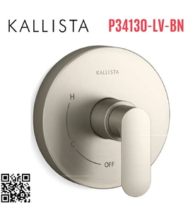 Mặt nạ điều khiển đơn sen tắm âm tường Nickel Kallista P34130-LV-BN