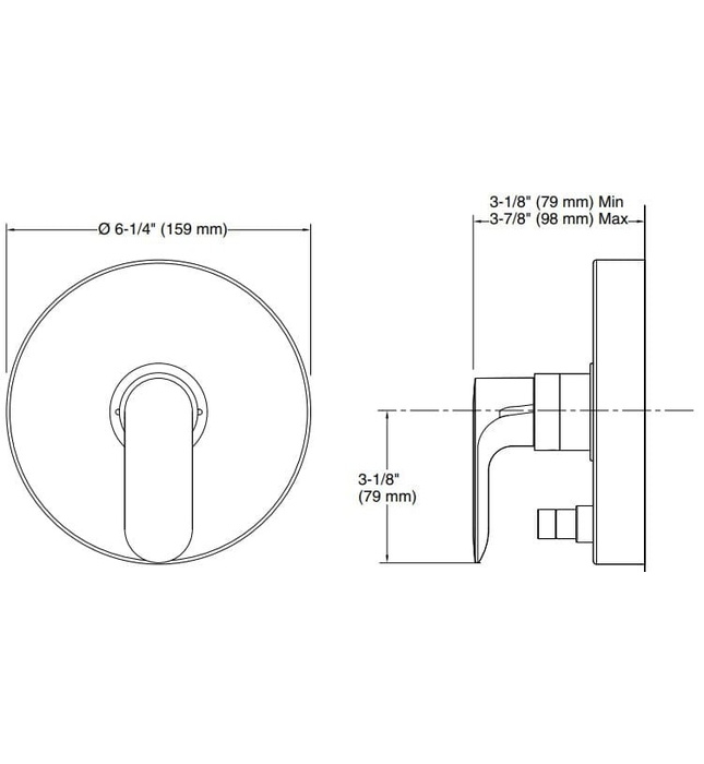 Mặt nạ điều khiển đơn và chuyển hướng sen tắm Nickel Kallista P34131-LV-BN