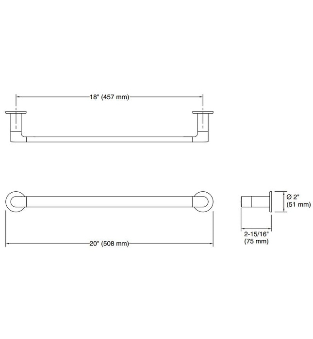 Thanh treo khăn đơn 18" Chrome Kallista P34136-00-CP