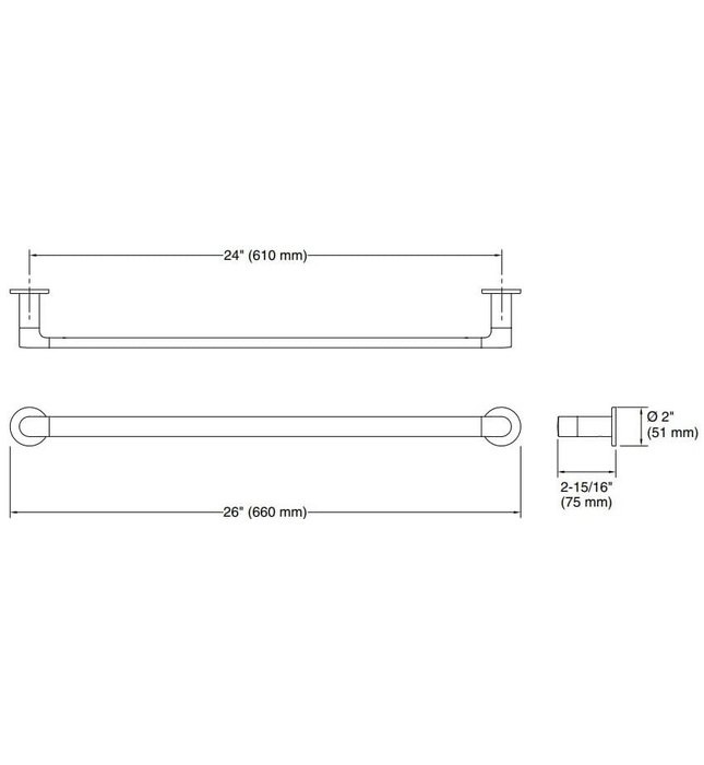 Thanh treo khăn đơn 24" Nickel Kallista P34137-00-BN
